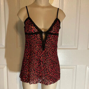 Victoria’s Secret The Lacie Black & Red Animal Print Lingerie M